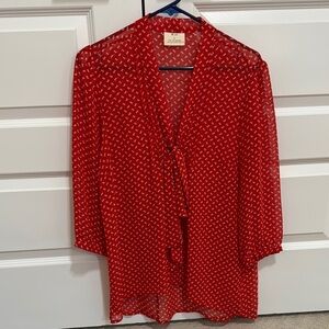 Pins & Needles Red 3/4 Sleeve Notched Collar Blouse
